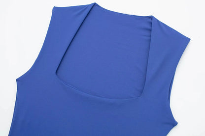 Blue Square Neck Bodysuit