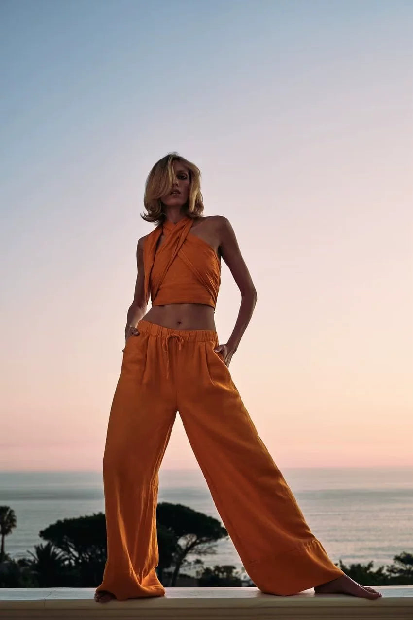 Orange Linen Pants