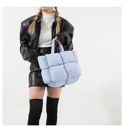 Blue Puffer Quilted Tote Bag