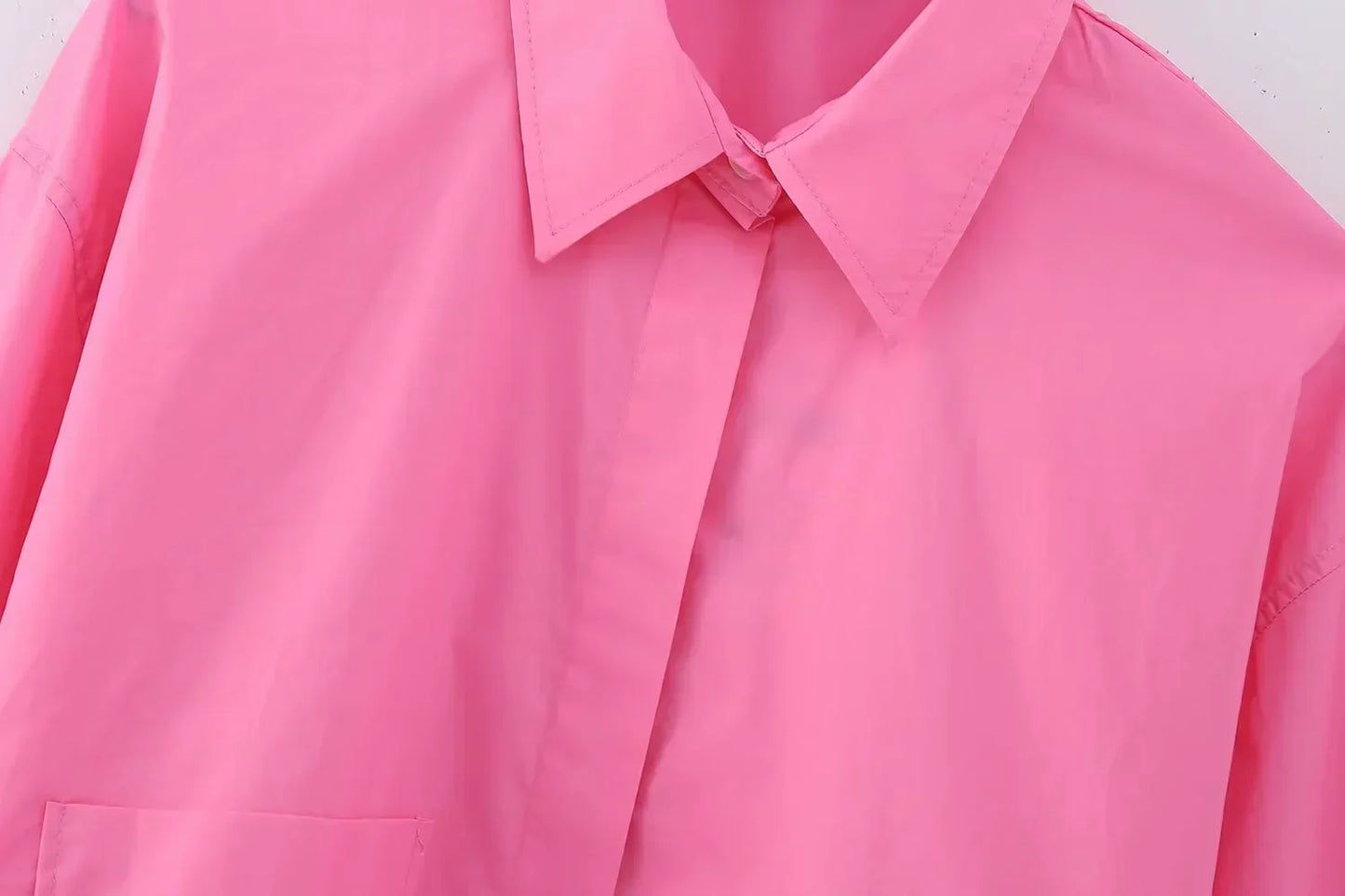 Pink Cropped Button Up Top