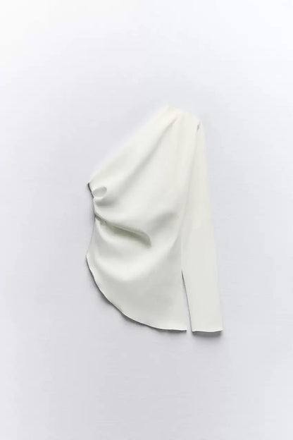 White One-Shoulder Asymmetric