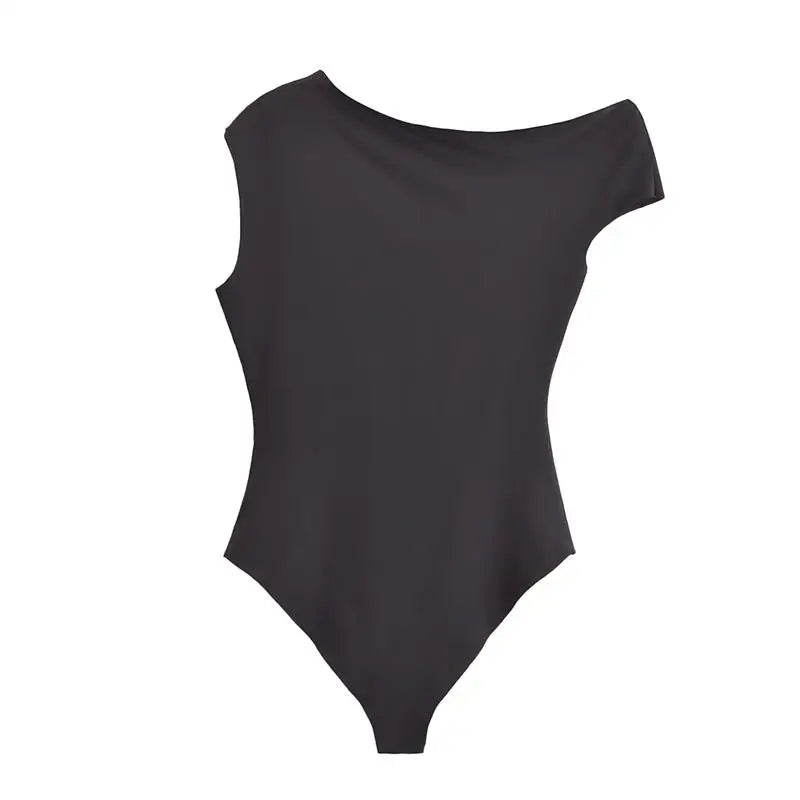 One Shoulder Boat Neck Bodysuit