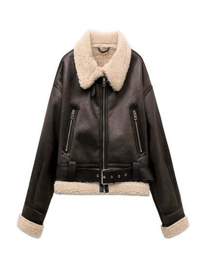 Brown Faux Shearling Jacket