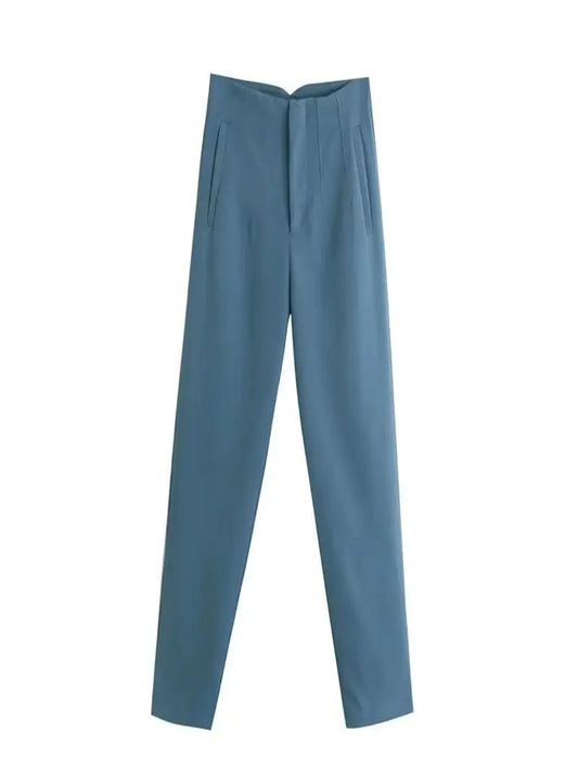 High Waist Straight Trousers