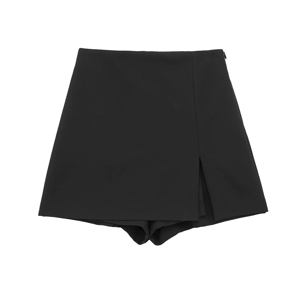 Slit Skort With Side Zipper
