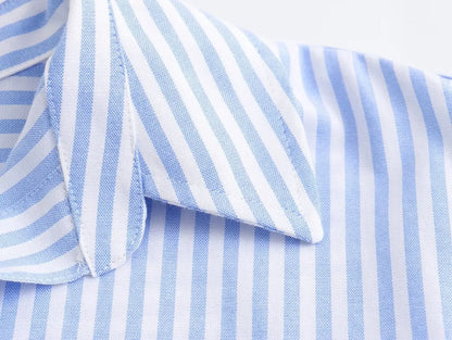 Striped Blue Cotton Blouse