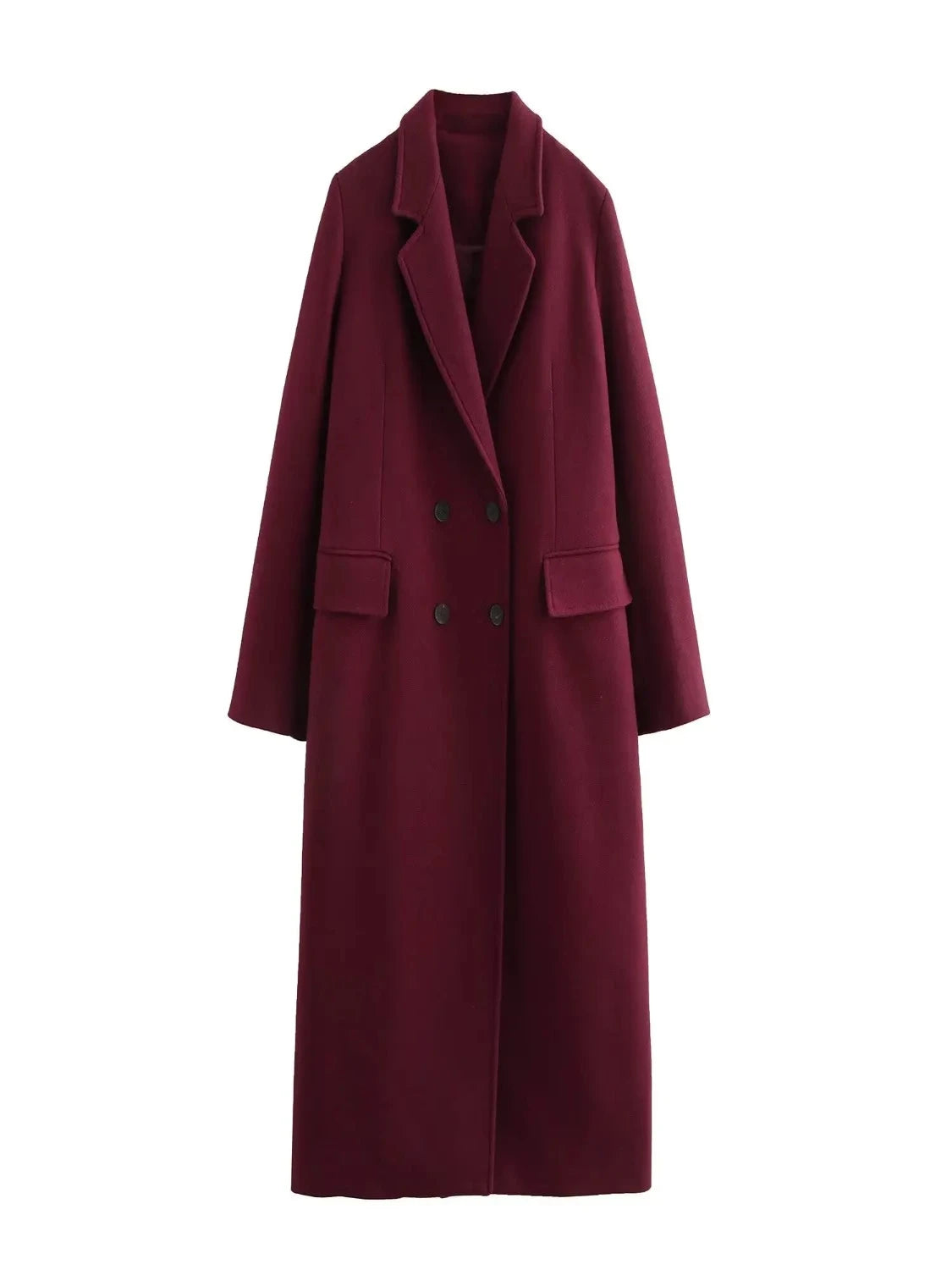 Burgundy Wine Wool Blended Coat