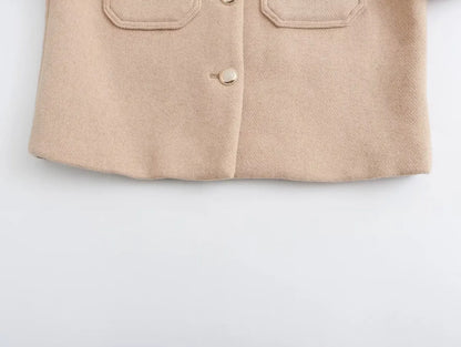 Khaki Flip Pocket Woolen Jacket