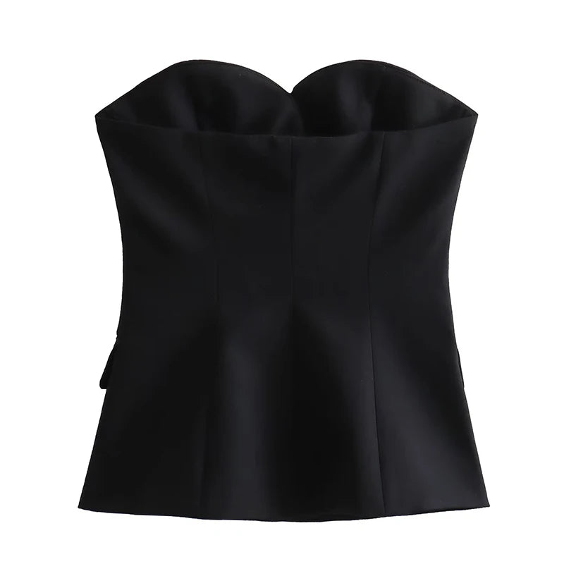 Black Satin Bustier Corset Top