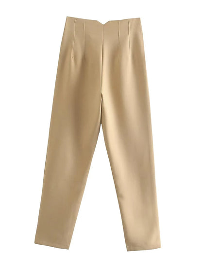 High Waist Straight Trousers