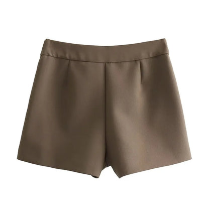 Brown Asymmetrical High Waist Skort