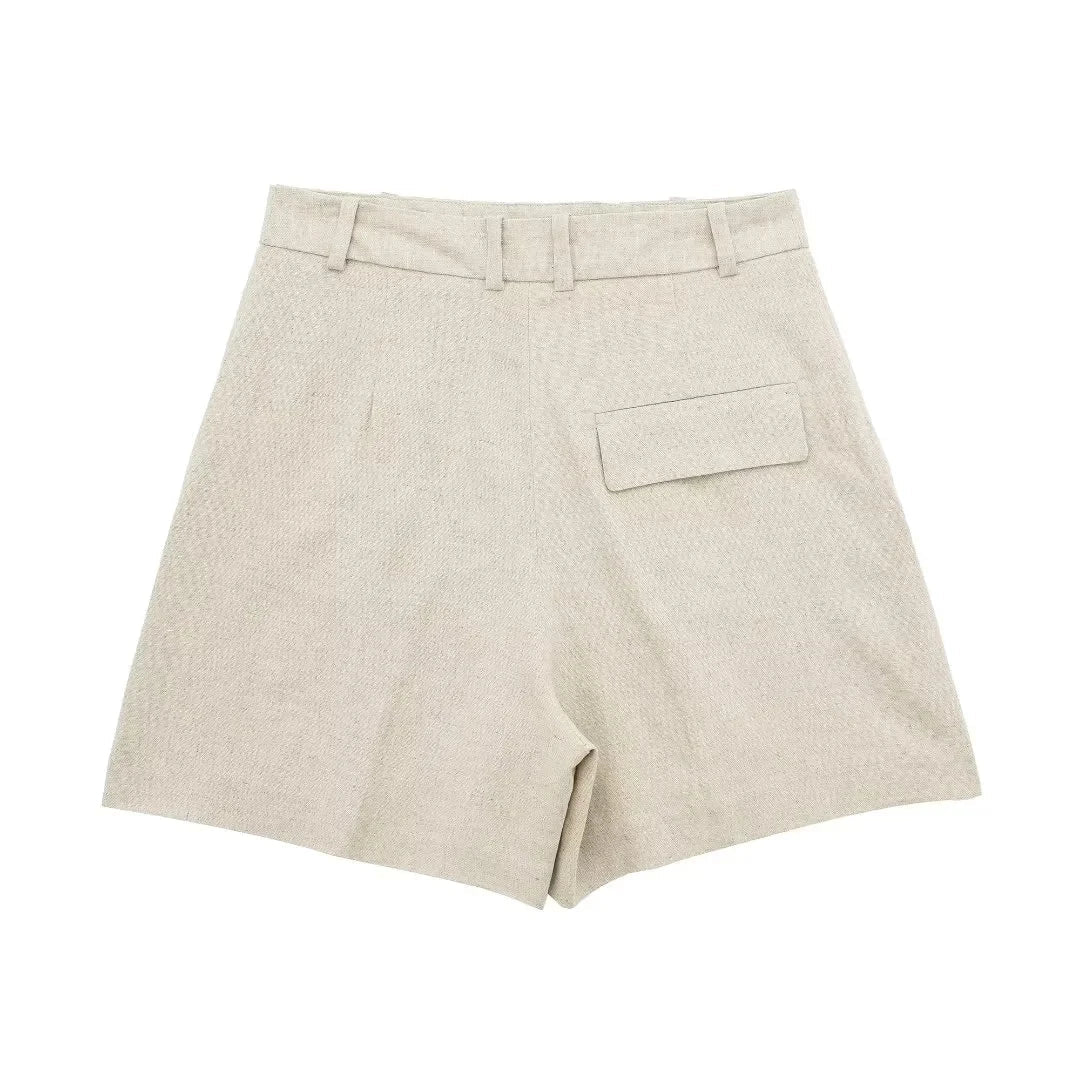 Linen Beige Shorts