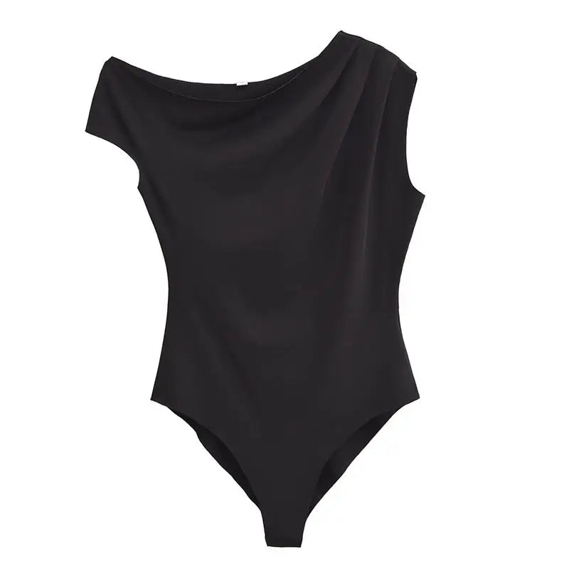 One Shoulder Boat Neck Bodysuit