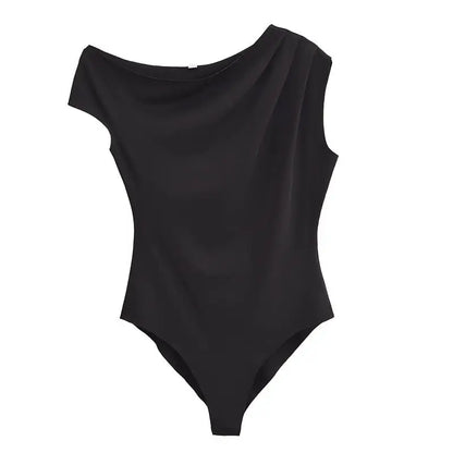 One Shoulder Boat Neck Bodysuit