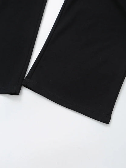 Black Solid Basic T-Shirt & Pants Set