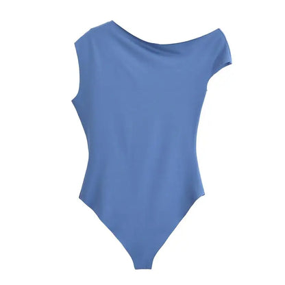 One Shoulder Boat Neck Bodysuit