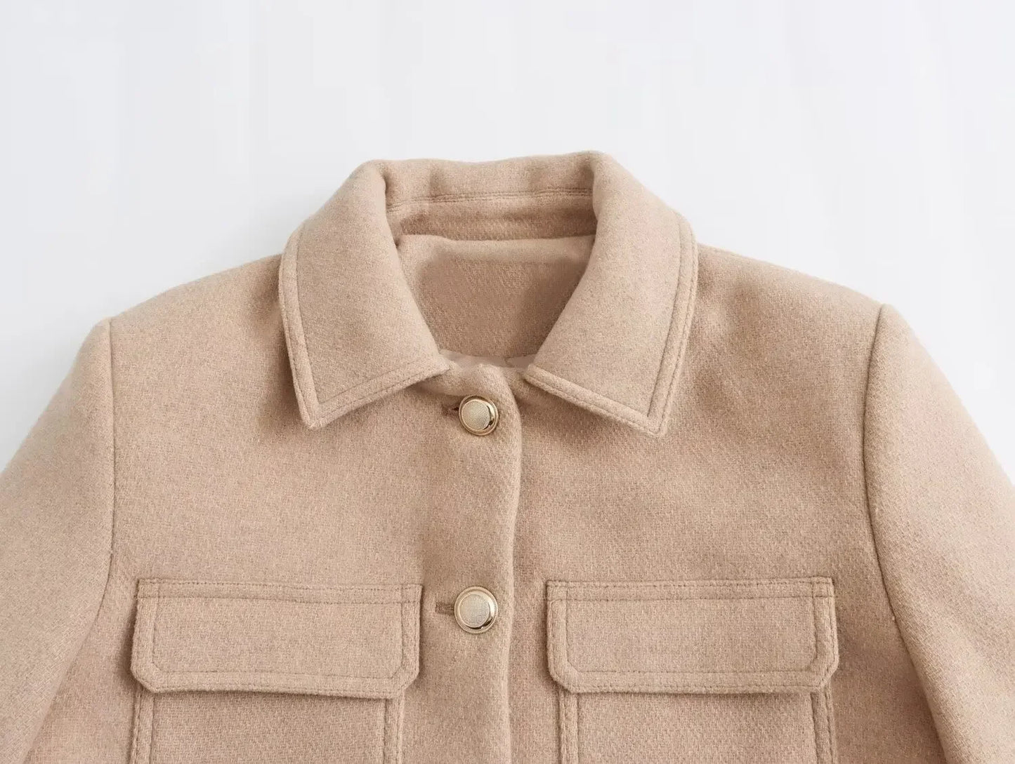 Khaki Flip Pocket Woolen Jacket