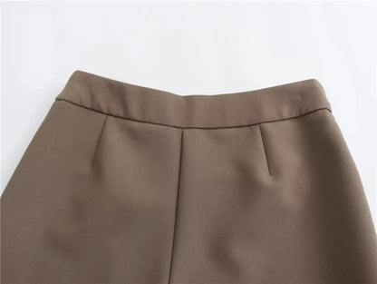 Brown Asymmetrical High Waist Skort