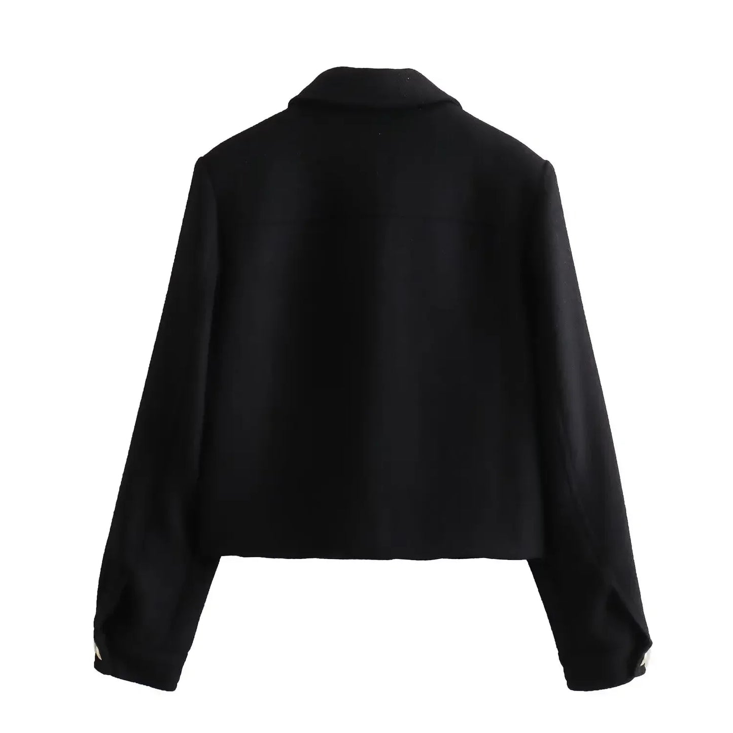 Black Flip Pocket Woolen Jacket