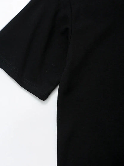 Black Solid Basic T-Shirt & Pants Set