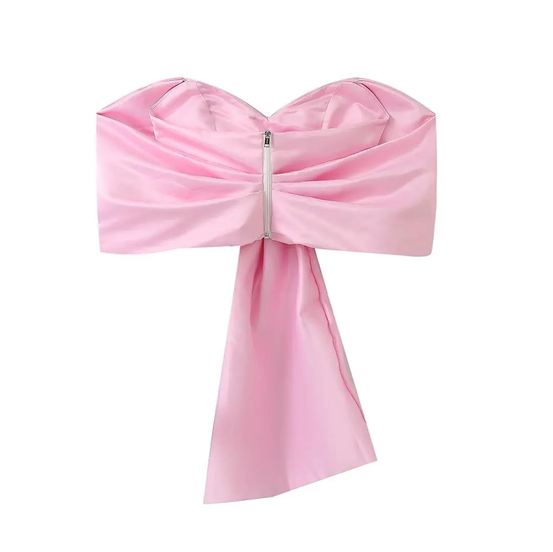 Pink Bow Strapless Top