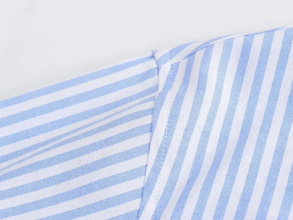 Striped Blue Cotton Blouse