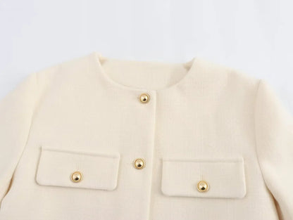 Textured Round Neck Jacket