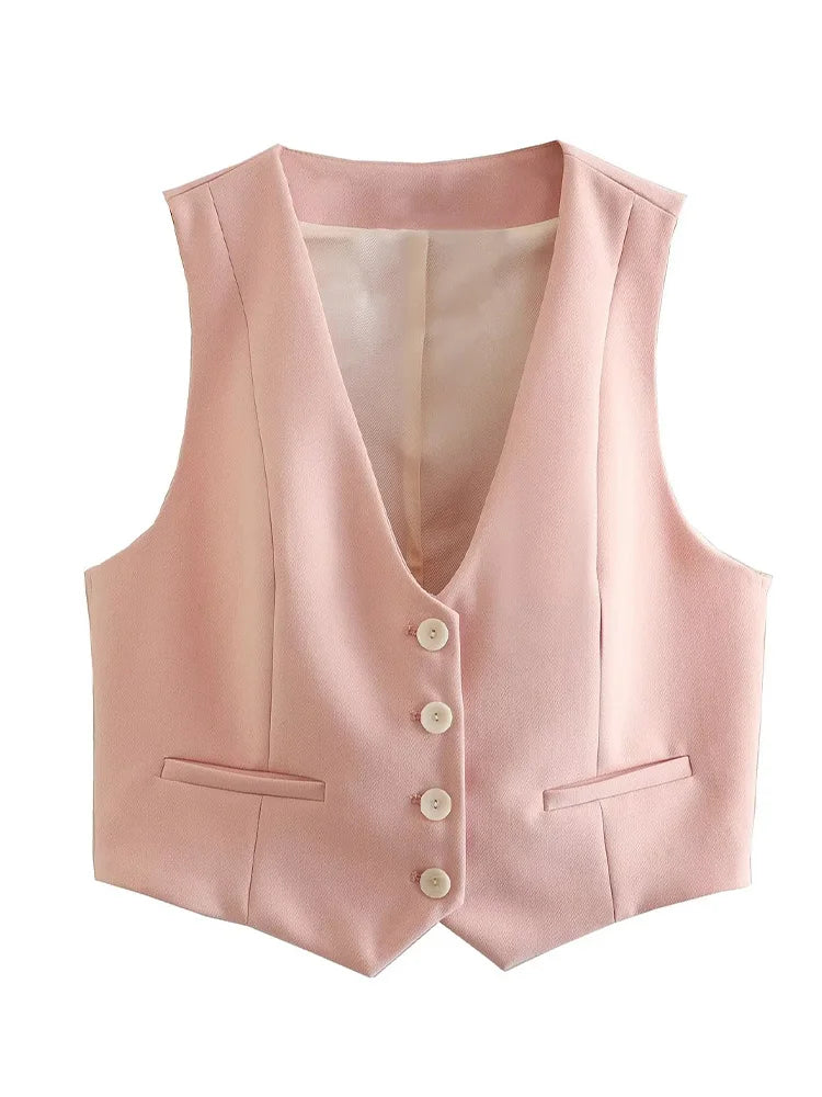 Pink Set - Vest Tank & Straight Leg Pants