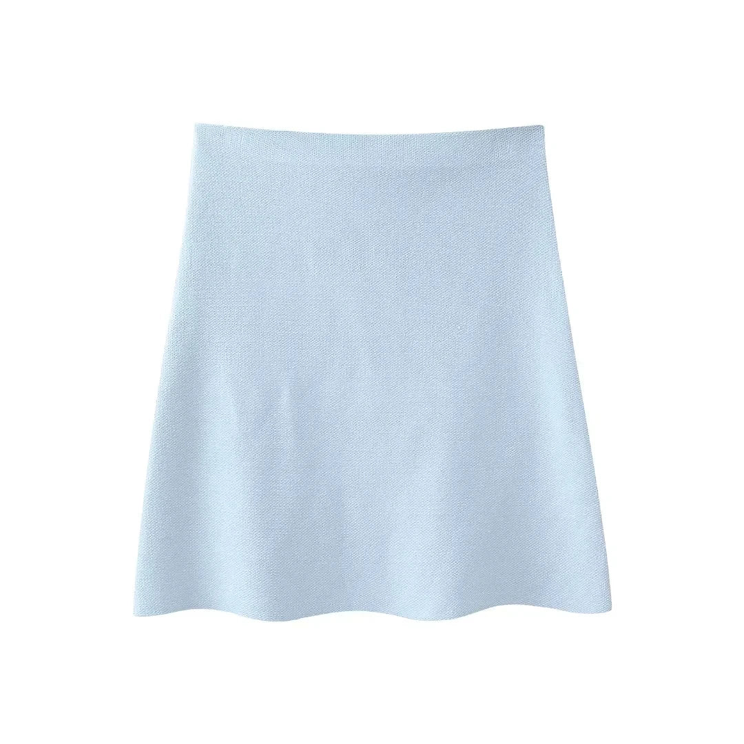 Blue High Waist Mini Skirt