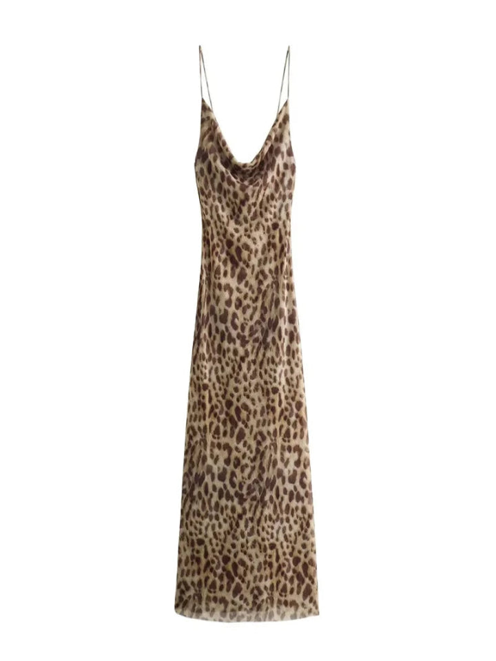 Leopard Print Midi Slip Dress