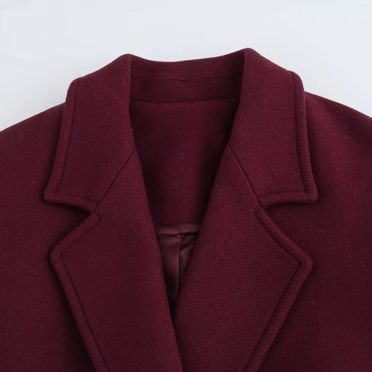 Burgundy Wine Wool Blended Coat