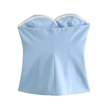 Blue Satin Bustier Corset Top