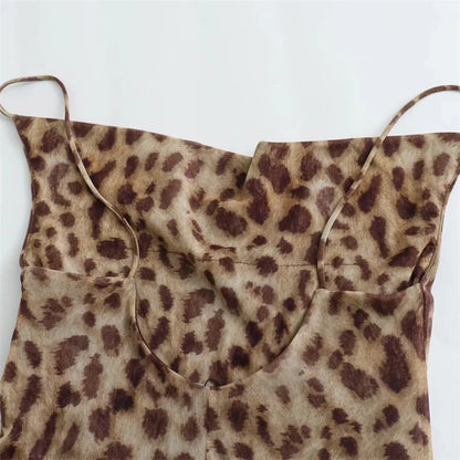 Leopard Print Midi Slip Dress