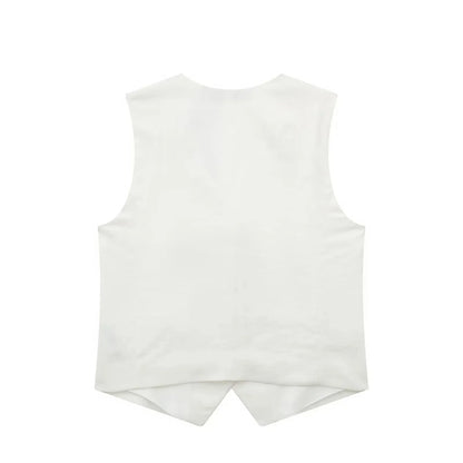 Single Breasted Waistcoat White Top