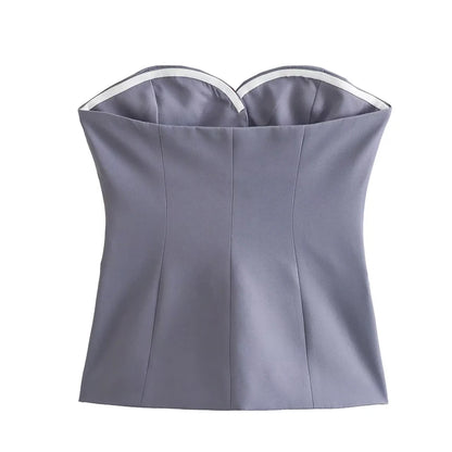 Gray Satin Bustier Corset Top