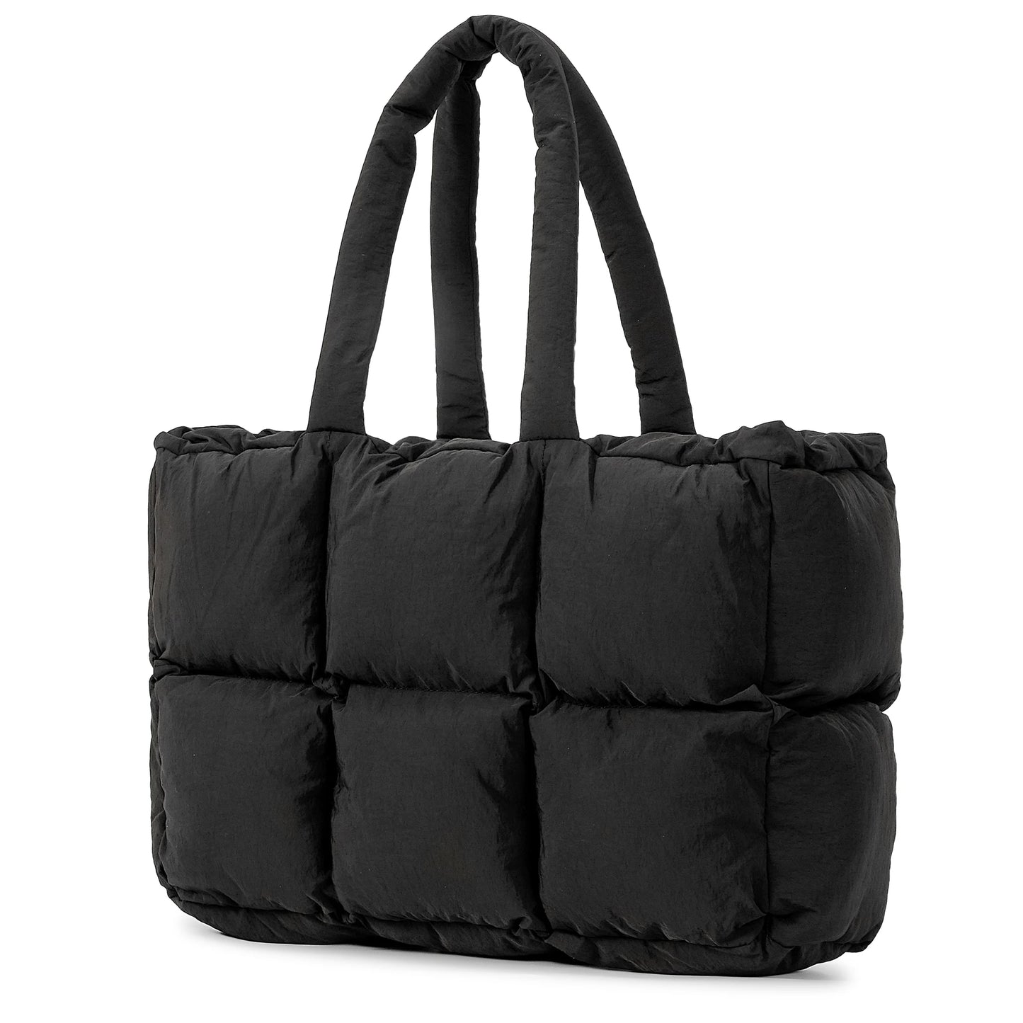 Black Puffer Quilted Tote Bag