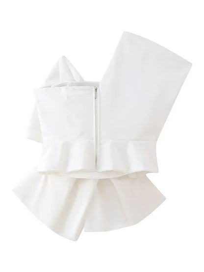 White Bow Asymmetrical Crop Top