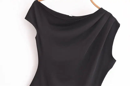 One Shoulder Boat Neck Bodysuit