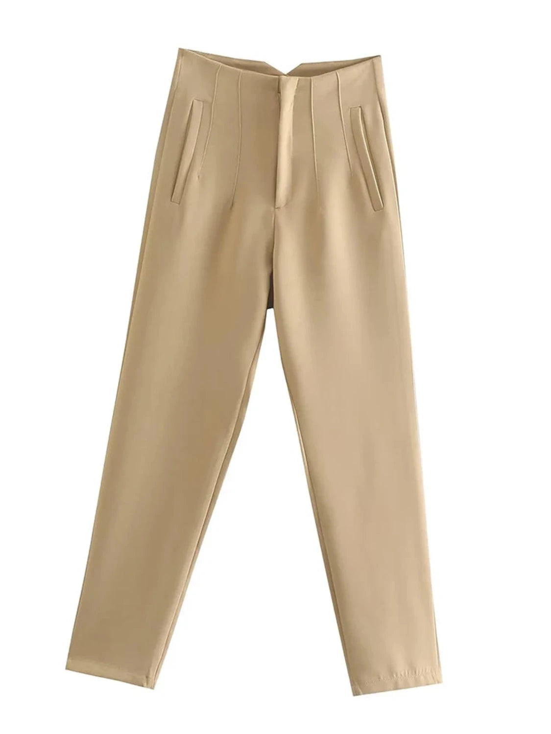 High Waist Straight Trousers