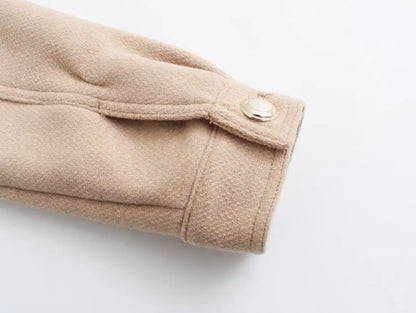 Khaki Flip Pocket Woolen Jacket