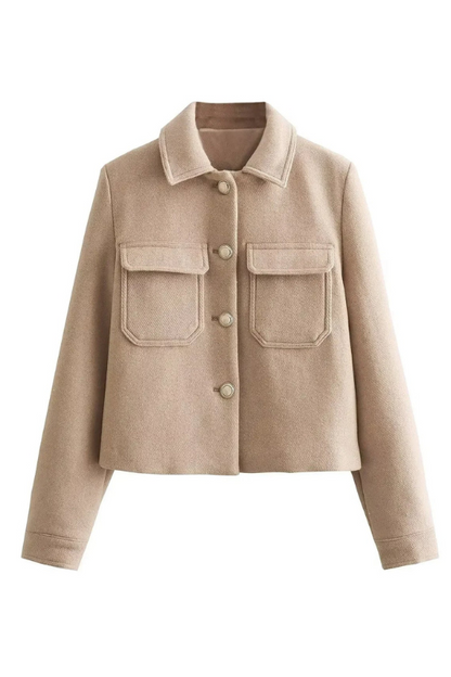 Khaki Flip Pocket Woolen Jacket