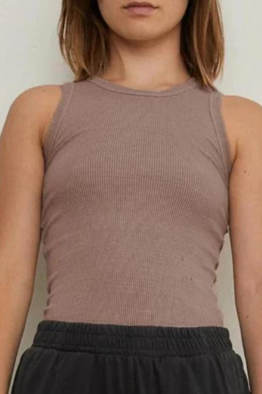 Round Neck Ribbed Cropped Tank