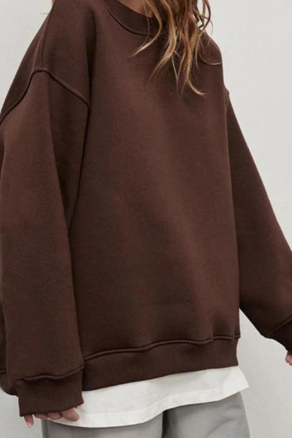 Brown Oversize Dropped Shoulder Sweatshirt