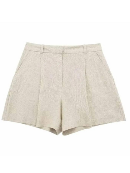 Linen Beige Shorts