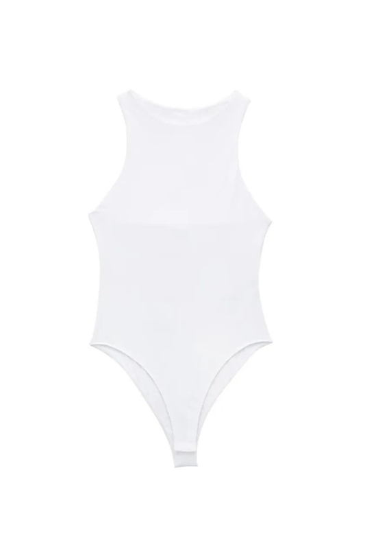 White Halter Neck Bodysuit