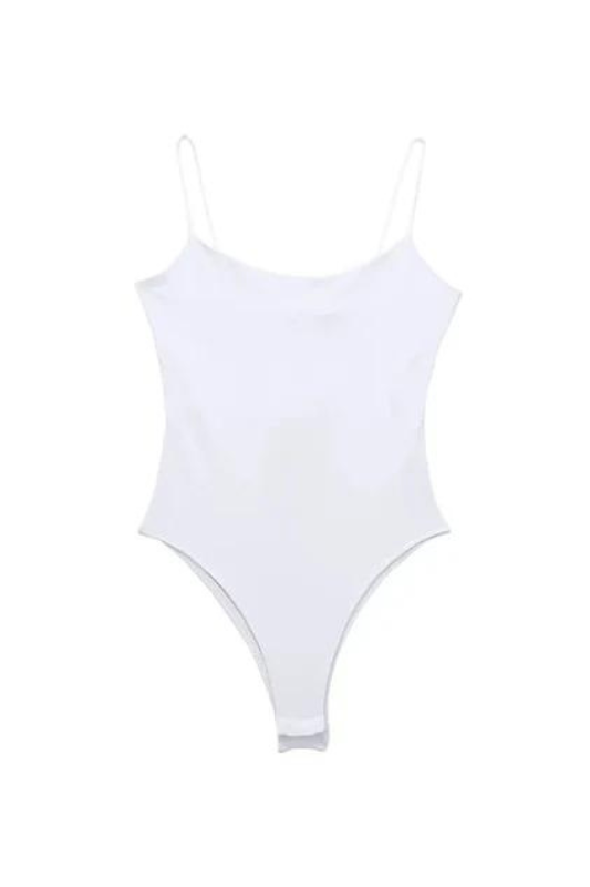 White Thin Strap Bodysuit