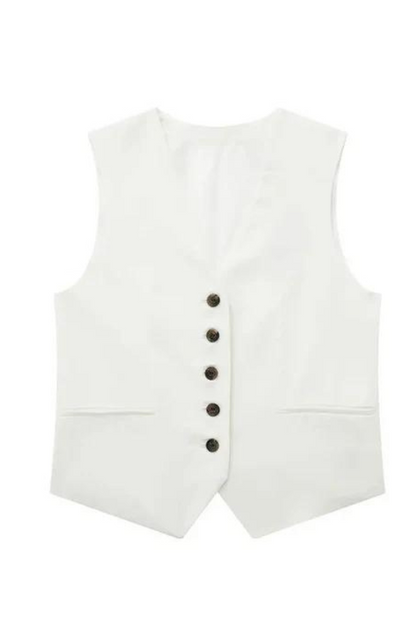 Single Breasted Waistcoat White Top