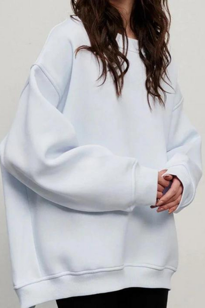 White Oversize Dropped Shoulder Sweatshirt