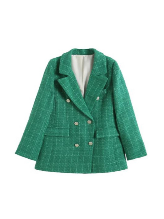 Green Houndstooth Blazer