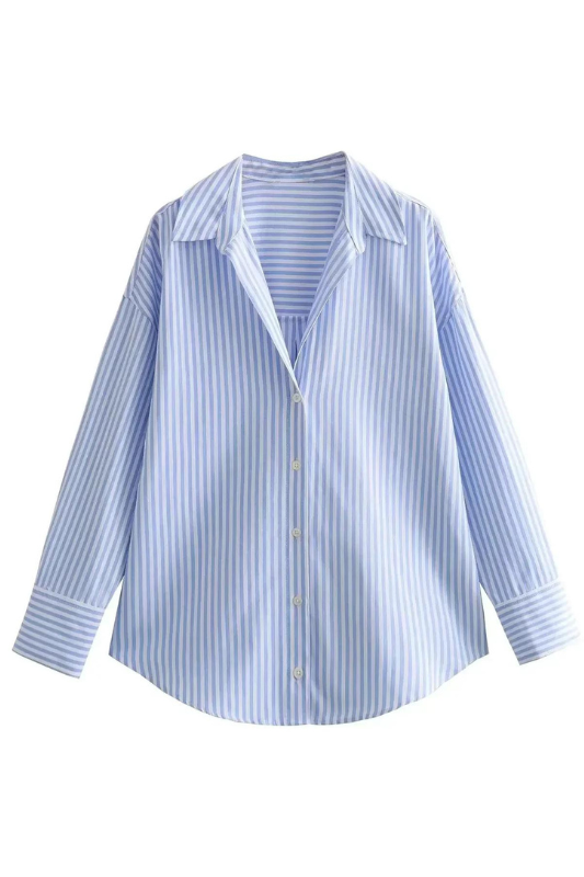 Striped Blue Cotton Blouse